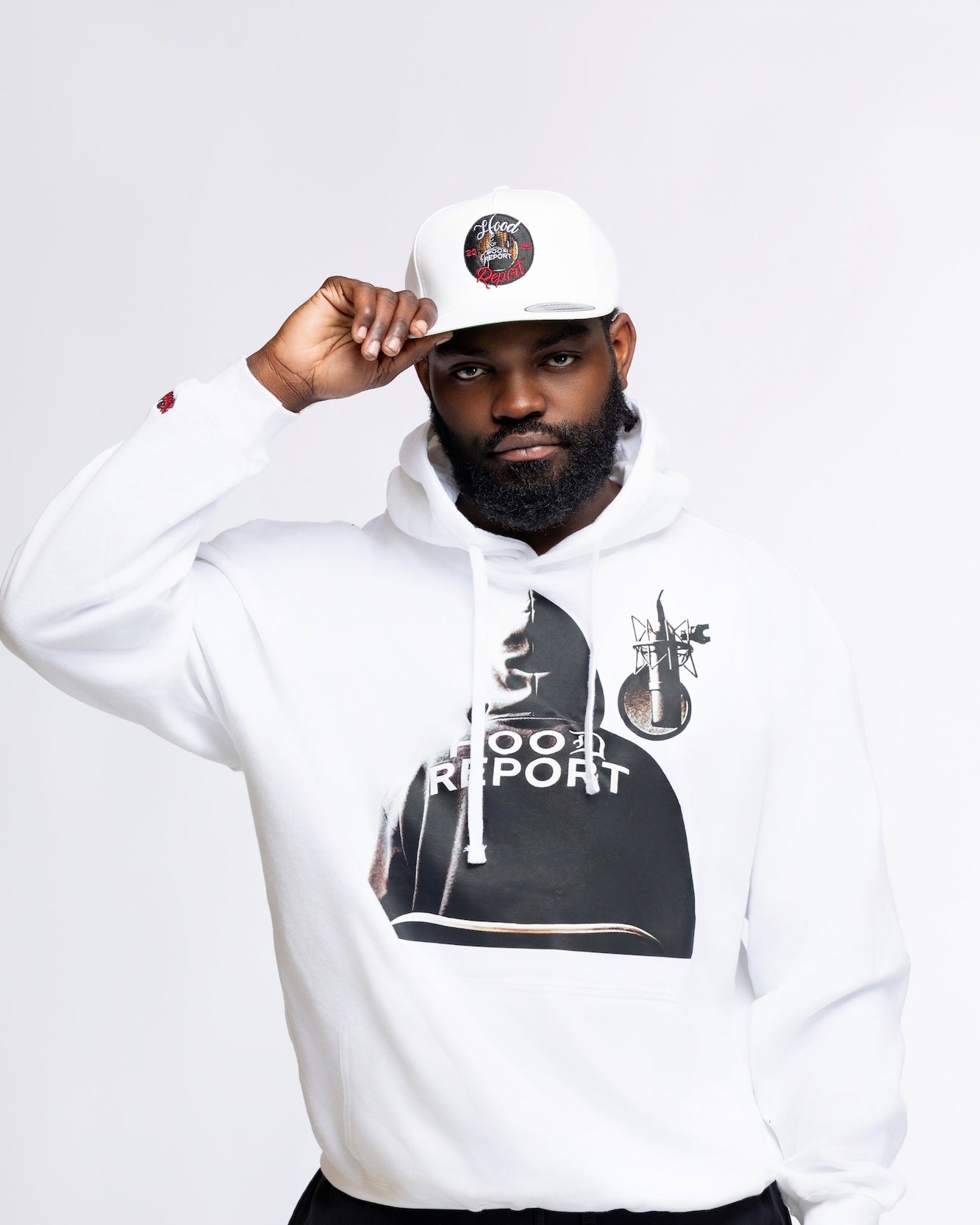 Fitted White Hood Report Logo Hat