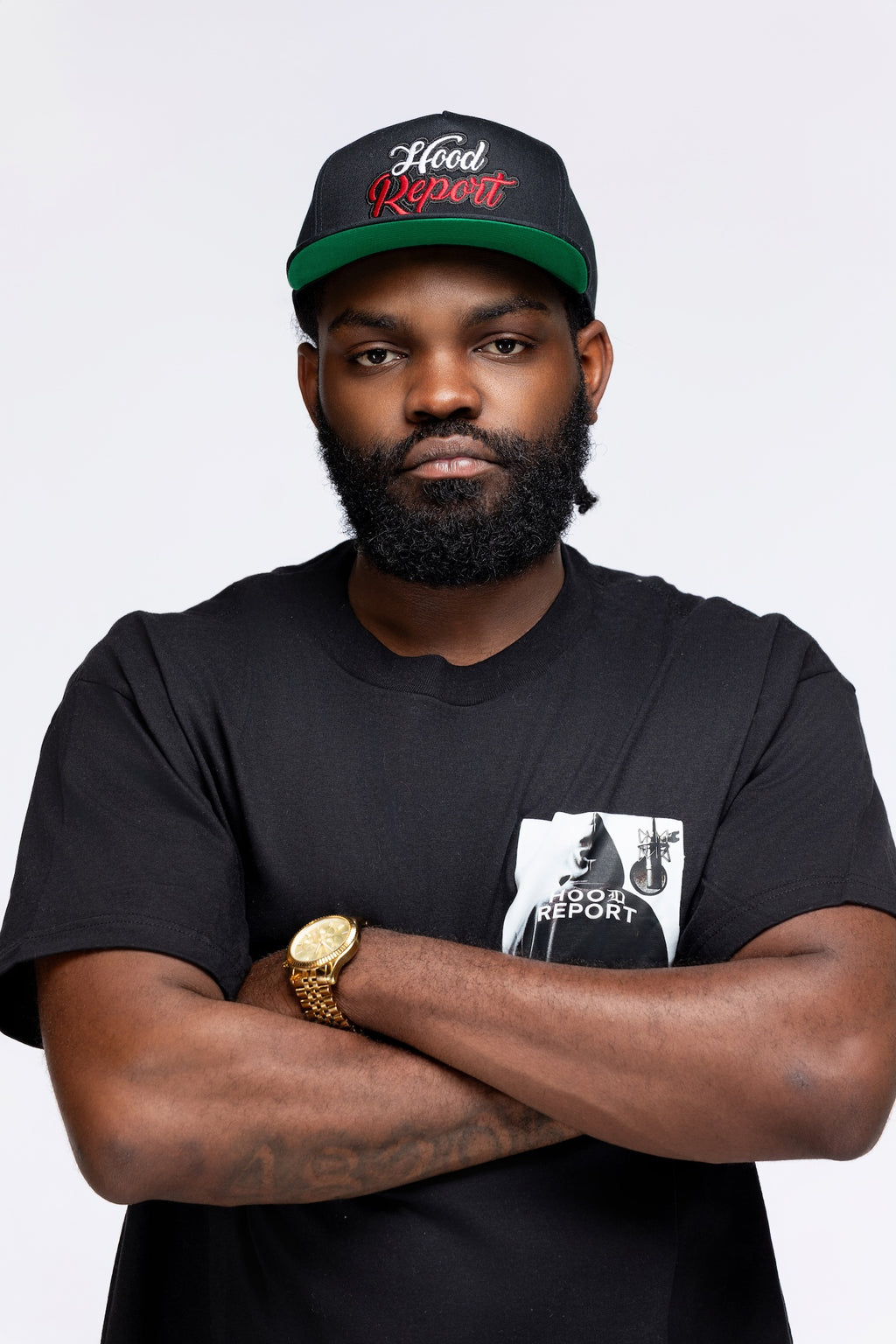 2 IN 1 COMBO BLACK HOOD REPORT HAT AND CLASSIC T-SHIRT