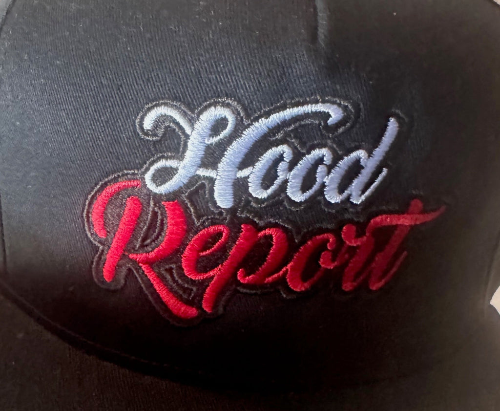 Fitted Black Hood Report Hat