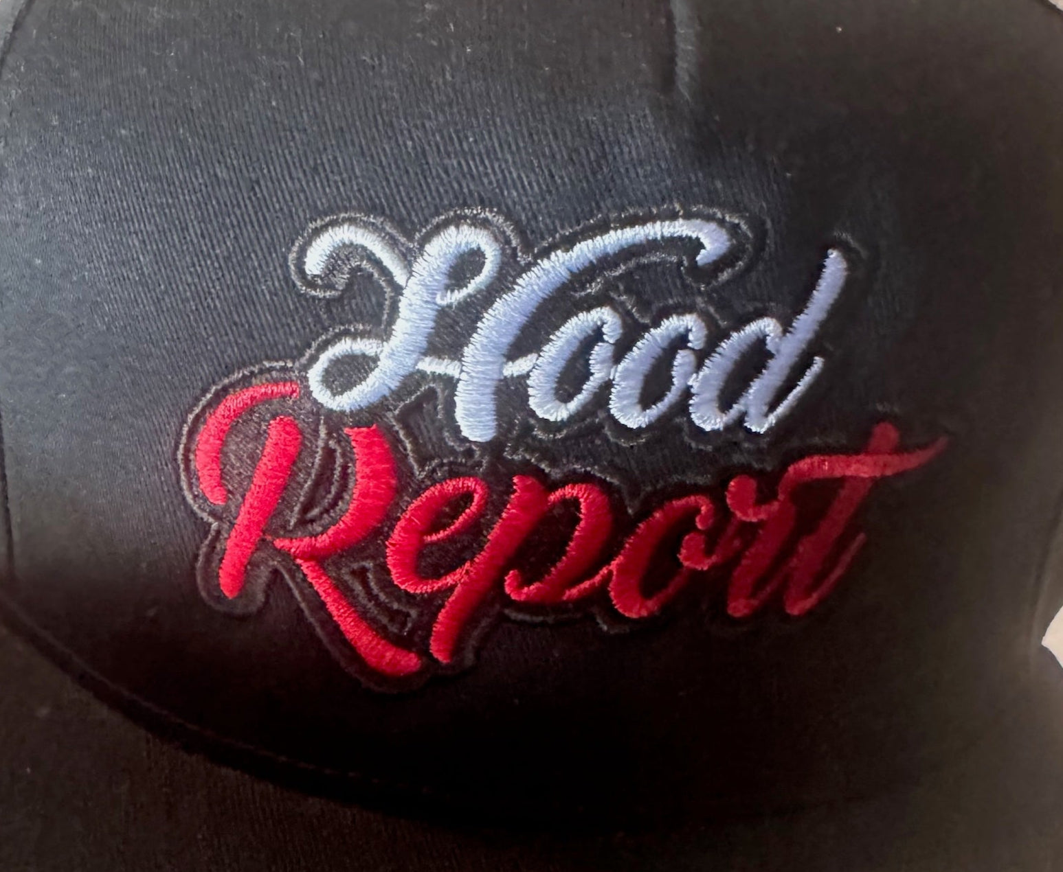 Black Hood Report Hat with Adjustable Snapback
