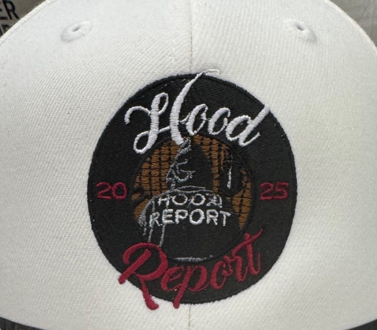 Fitted White Hood Report Logo Hat