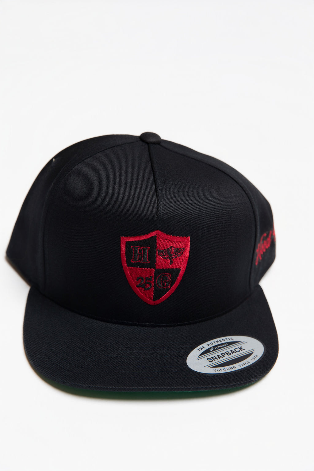 Black Hood Gear Emblem Hat with Adjustable Snapback