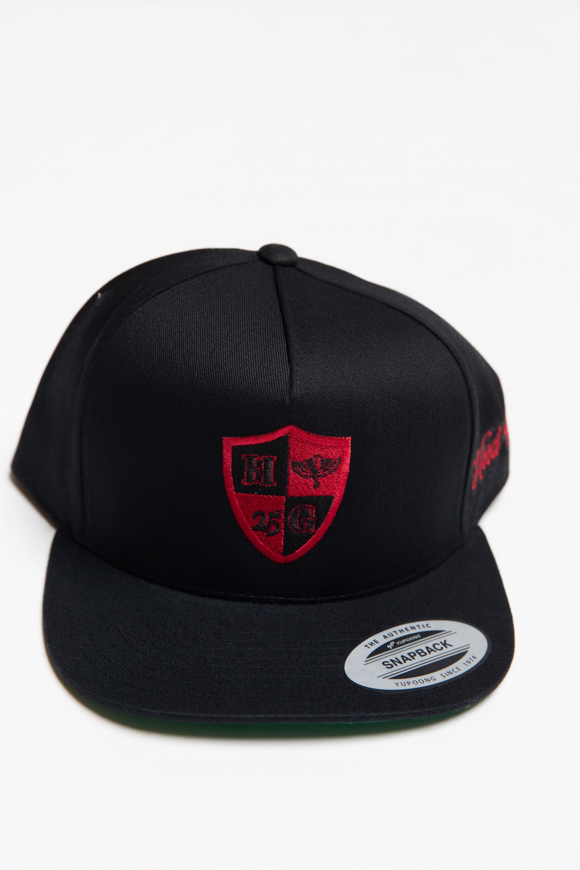 Black Hood Gear Emblem Hat with Adjustable Snapback
