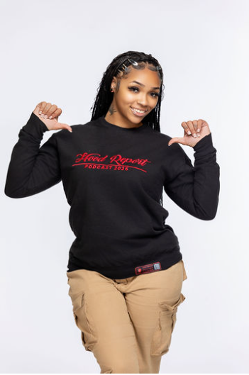 3 IN 1 COMBO BLACK HOOD GEAR EMBLEM HAT FITTED, ADJUSTABLE WITH BLACK HOOD CLASSIC SWEATSHIRT